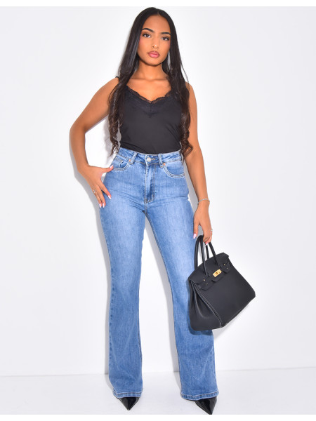 Skinny stretch jeans with flared legs