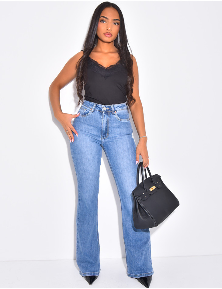 Skinny stretch jeans with flared legs