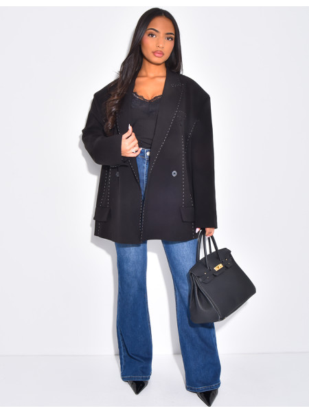 Blazer oversize à surpiqures contrastantes