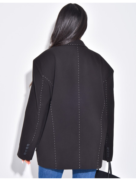 Blazer oversize à surpiqures contrastantes