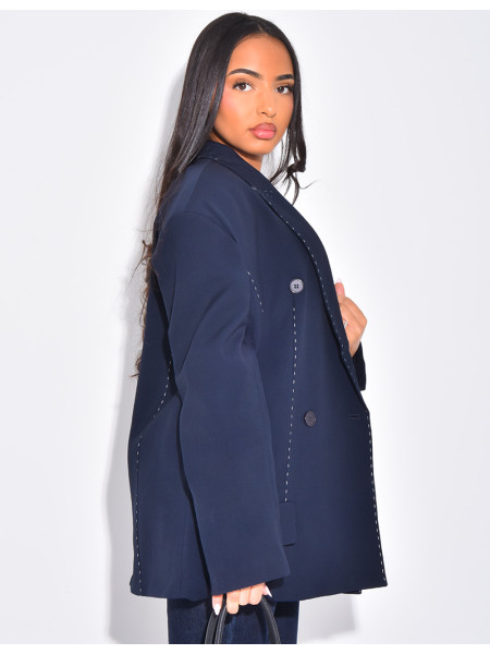 Oversized blazer with contrasting topstitching