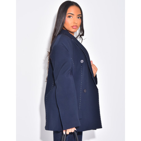 Oversized blazer with contrasting topstitching