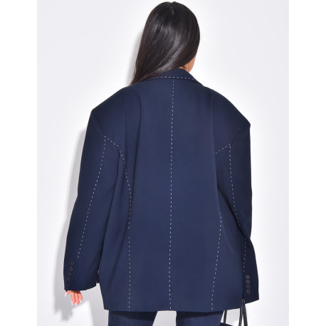 Oversized blazer with contrasting topstitching