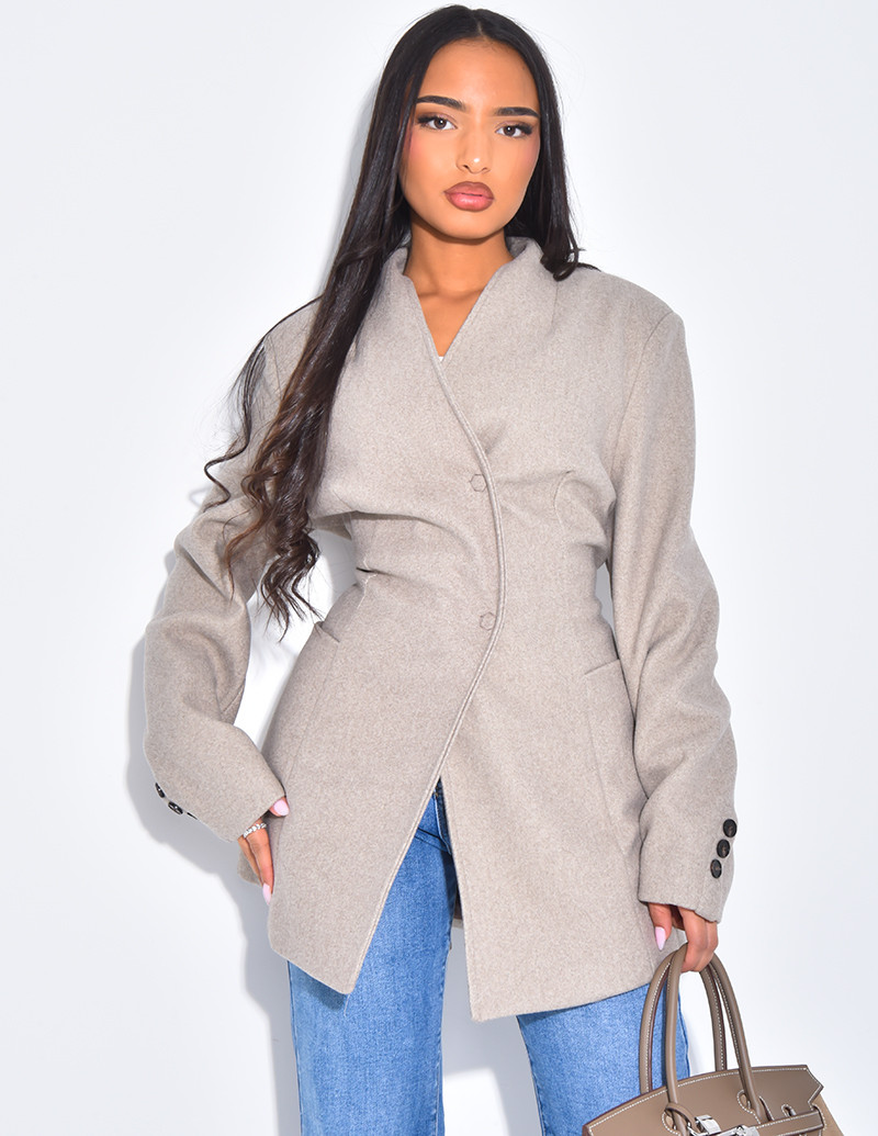 Fitted wrap-around coat...