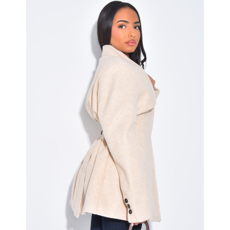 Fitted wrap-around coat with tie at the back