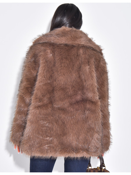 Halblanger Mantel aus Kunstfell