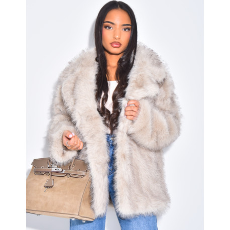 Manteau en fausse fourrure à col ouvert