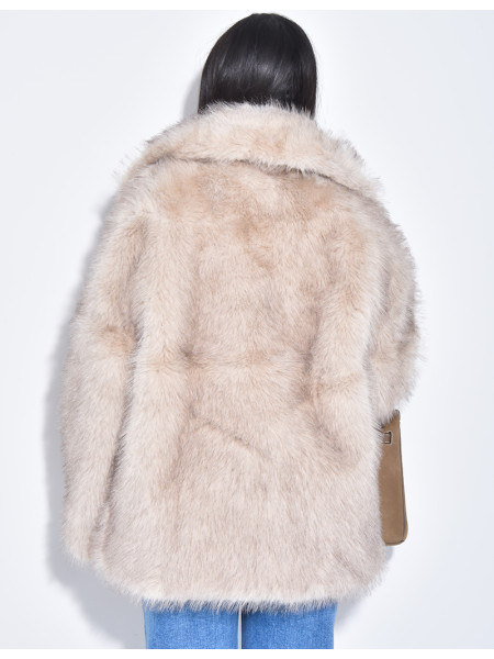 Manteau en fausse fourrure à col ouvert