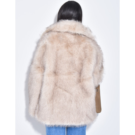 Manteau en fausse fourrure à col ouvert