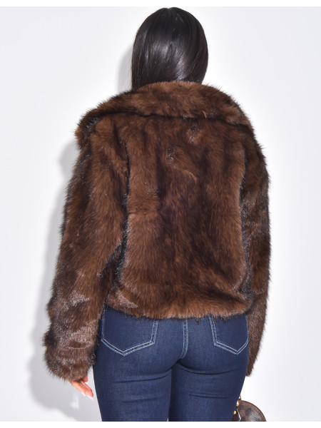 Short faux fur jacket with zip