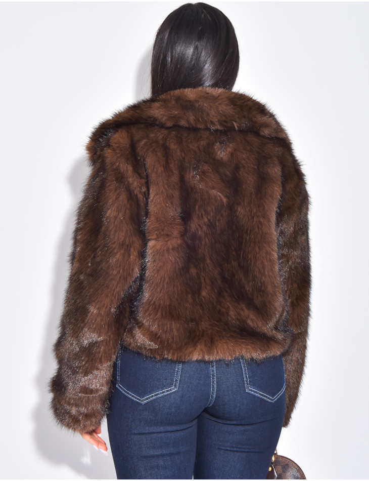 Short faux fur jacket with zip
