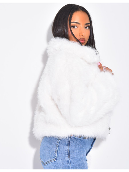 Kurze Kunstfelljacke mit Reißverschluss