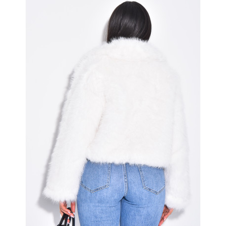 Kurze Kunstfelljacke mit Reißverschluss