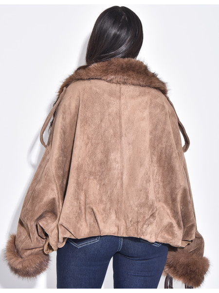 Bombers en suédine à fausse fourrure amovible