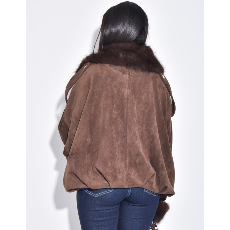 Bombers en suédine à fausse fourrure amovible