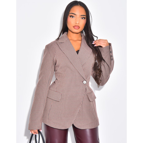 Veste de blazer cintré à carreaux