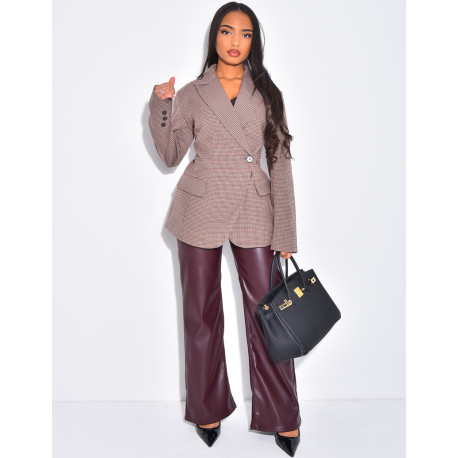 Veste de blazer cintré à carreaux