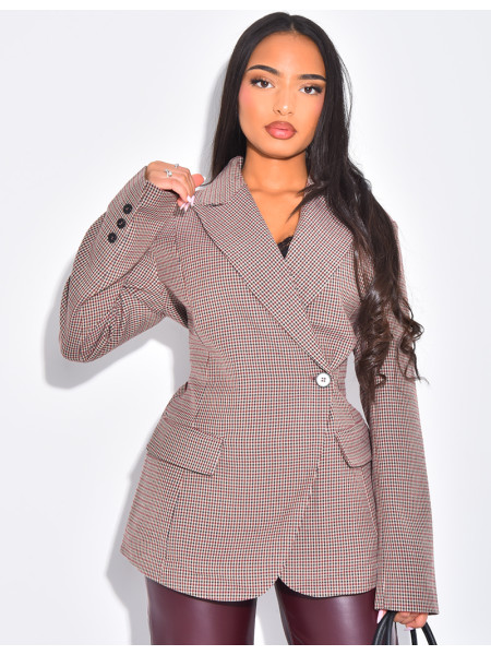 Veste de blazer cintré à carreaux