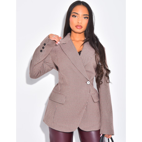 Veste de blazer cintré à carreaux