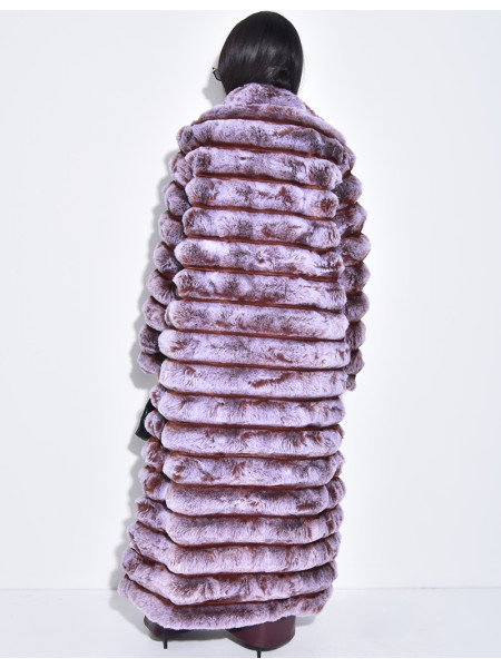 Sehr langer Mantel aus Kunstfell mit Steppoptik