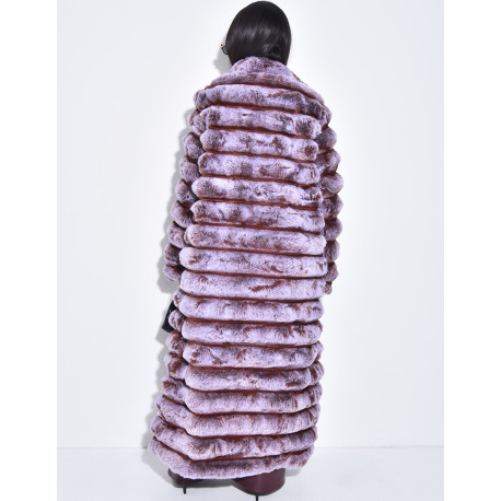 Sehr langer Mantel aus Kunstfell mit Steppoptik