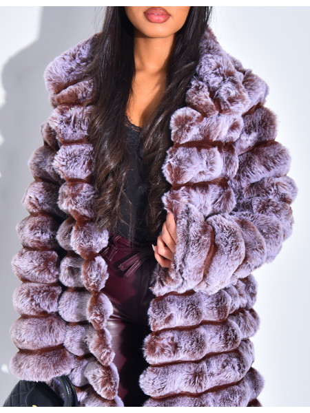 Sehr langer Mantel aus Kunstfell mit Steppoptik