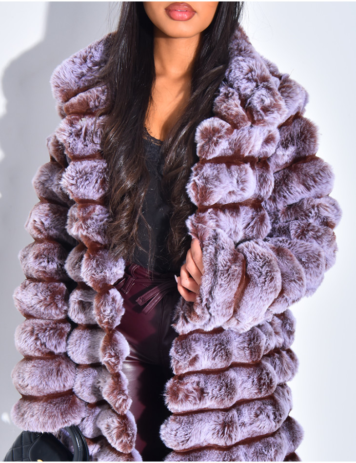 Sehr langer Mantel aus Kunstfell mit Steppoptik