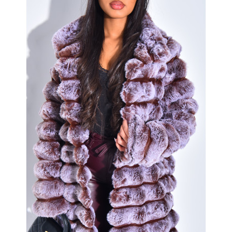 Sehr langer Mantel aus Kunstfell mit Steppoptik