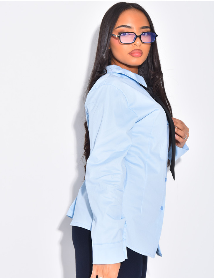 Chemise cintrée à cravate assortie