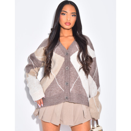Cardigan en laine à motifs jacquard