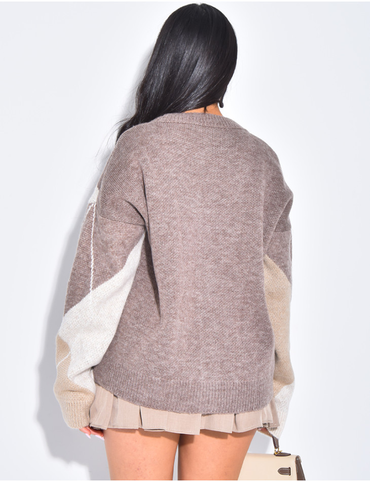 Cardigan en laine à motifs jacquard