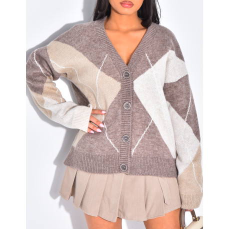 Cardigan en laine à motifs jacquard