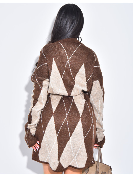Robe pull en laine à motifs jacquard