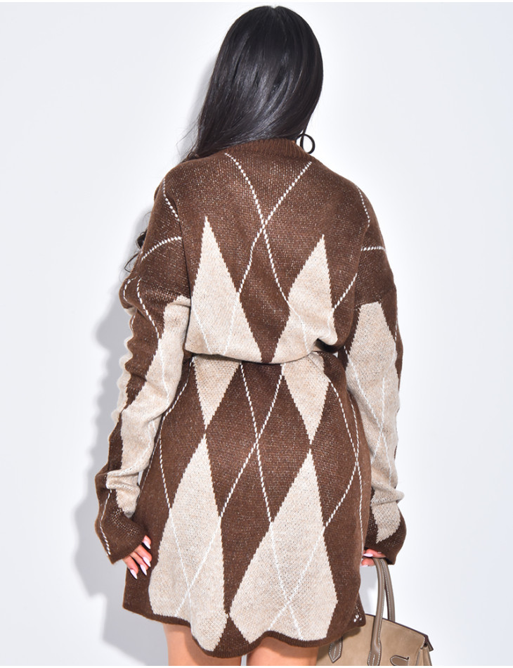 Robe pull en laine à motifs jacquard