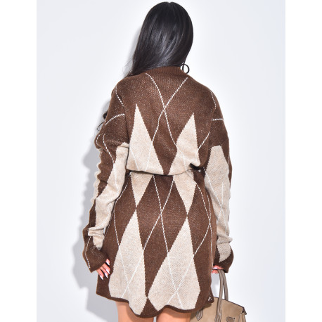 Robe pull en laine à motifs jacquard