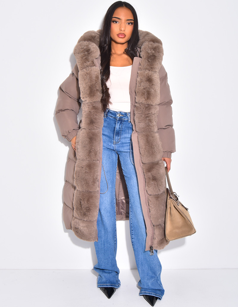 Long quilted jacket with...