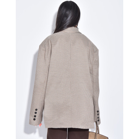 Veste de blazer oversize à motif carreaux