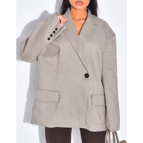Veste de blazer oversize à motif carreaux