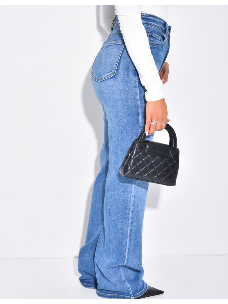 Straight-cut faded blue stretch jeans - extra long