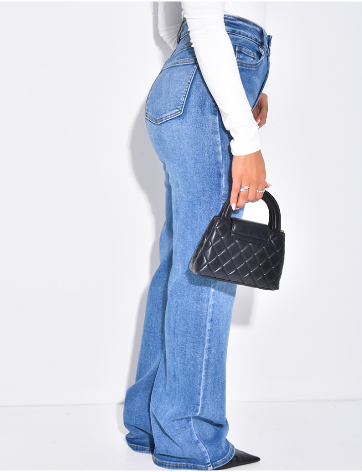 Straight-cut faded blue stretch jeans - extra long