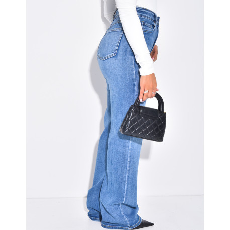 Straight-cut faded blue stretch jeans - extra long