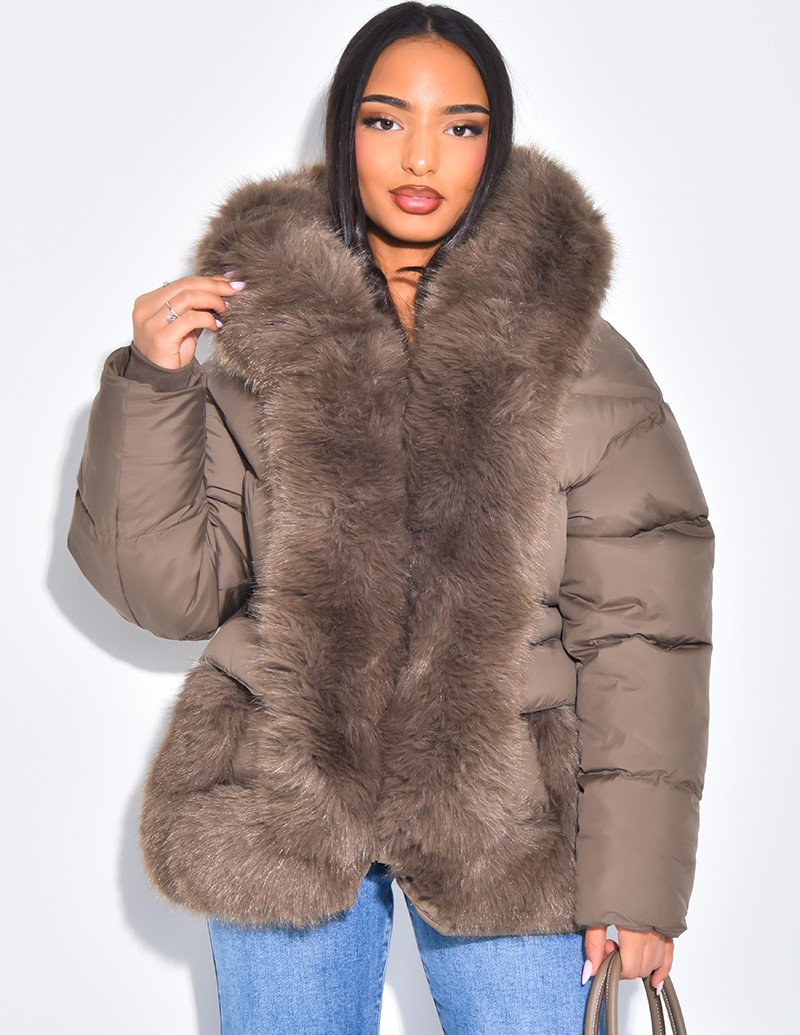 Short quilted jacket with...