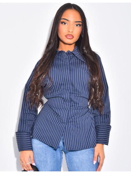 Chemise rayée cintrée à nouer dans le dos