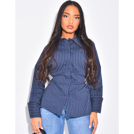 Chemise rayée cintrée à nouer dans le dos