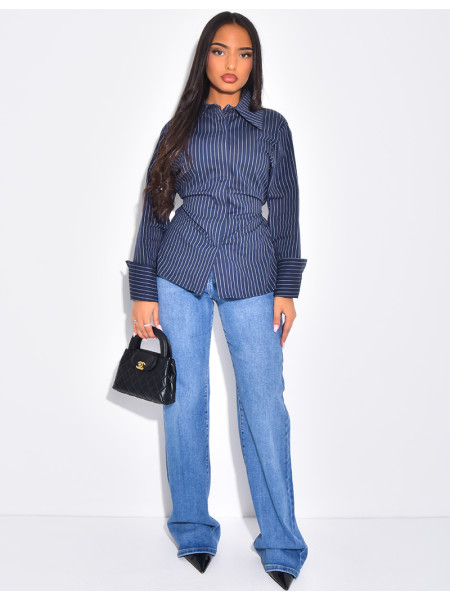 Chemise rayée cintrée à nouer dans le dos