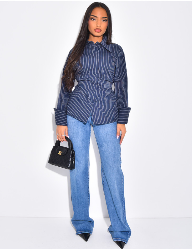 Chemise rayée cintrée à nouer dans le dos