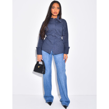 Chemise rayée cintrée à nouer dans le dos