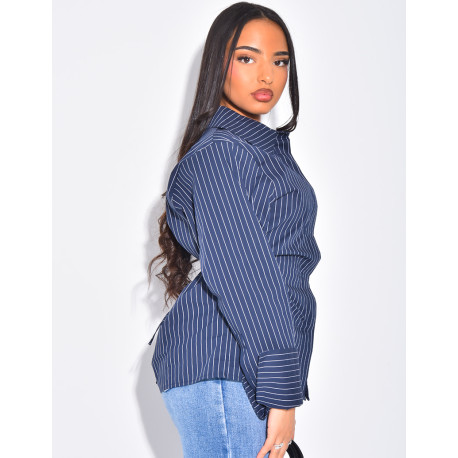 Chemise rayée cintrée à nouer dans le dos