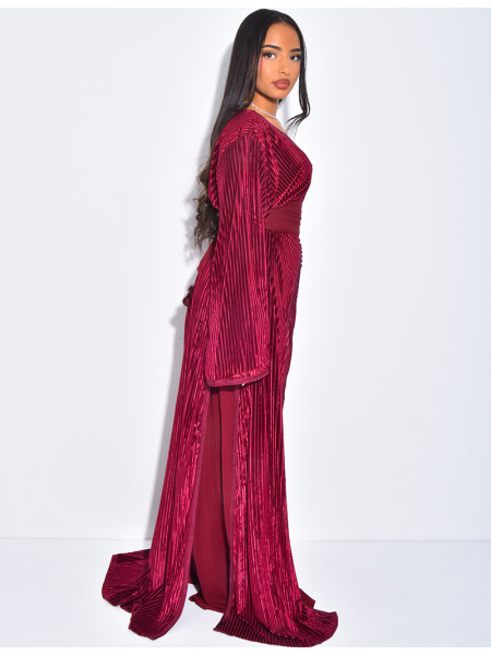 Caftan premium en velours et ceinture large à la taille