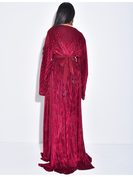 Caftan premium en velours et ceinture large à la taille
